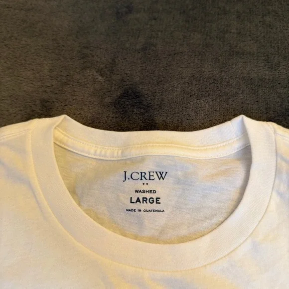 J Crew Washed Long Sleeve T Shirt Mens Large White Cotton Crew Neck Casual - Picture 3 of 9